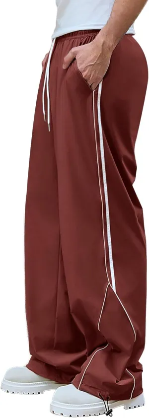 Susclude Mens Baggy Sweatpants Wide Leg Y2k Elastic Waist Track Pants Vintage Summer Vacation Casual Pants 2025 Streetwear