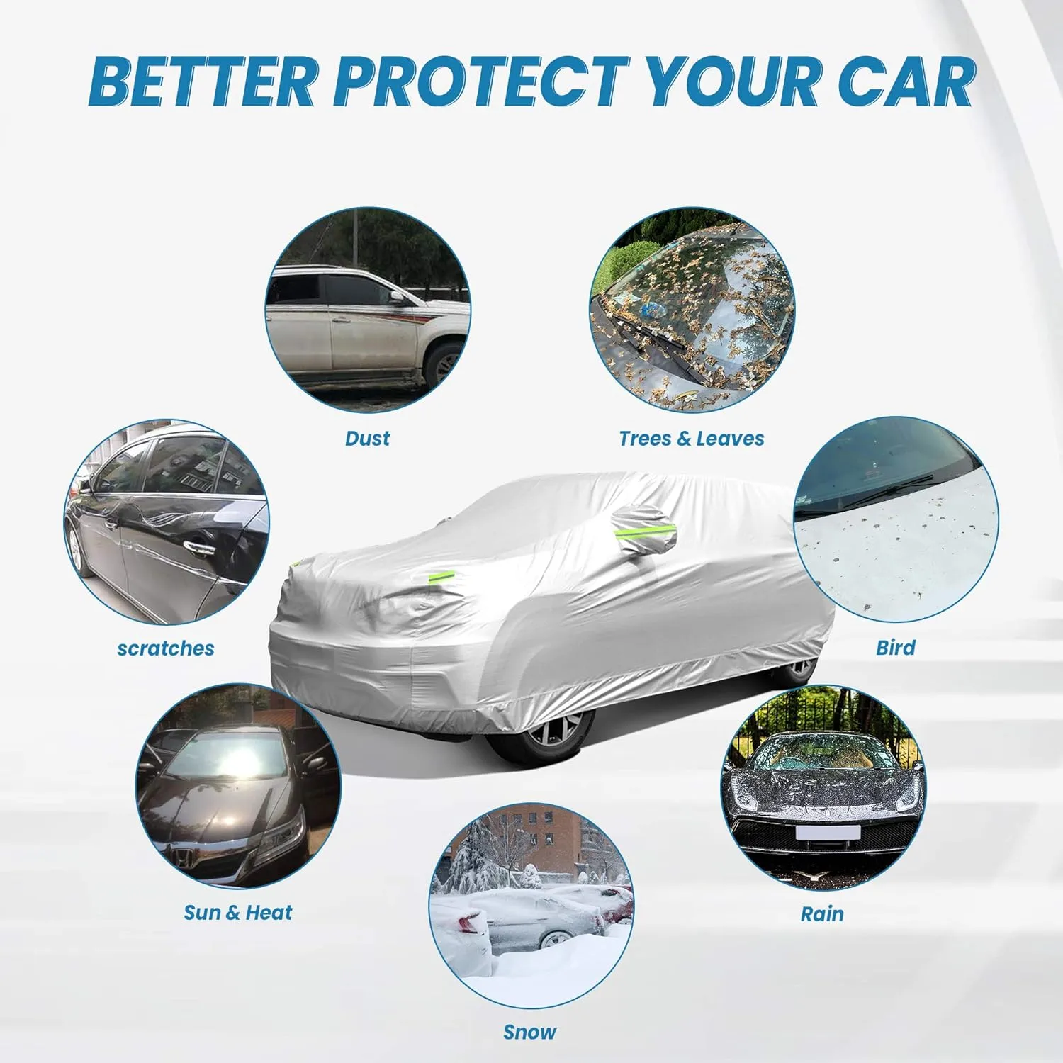 SUV Car Cover Waterproof All Weather, Outdoor Car Covers for Automobiles Car Covers Universal Fit SUV Up to 181’’