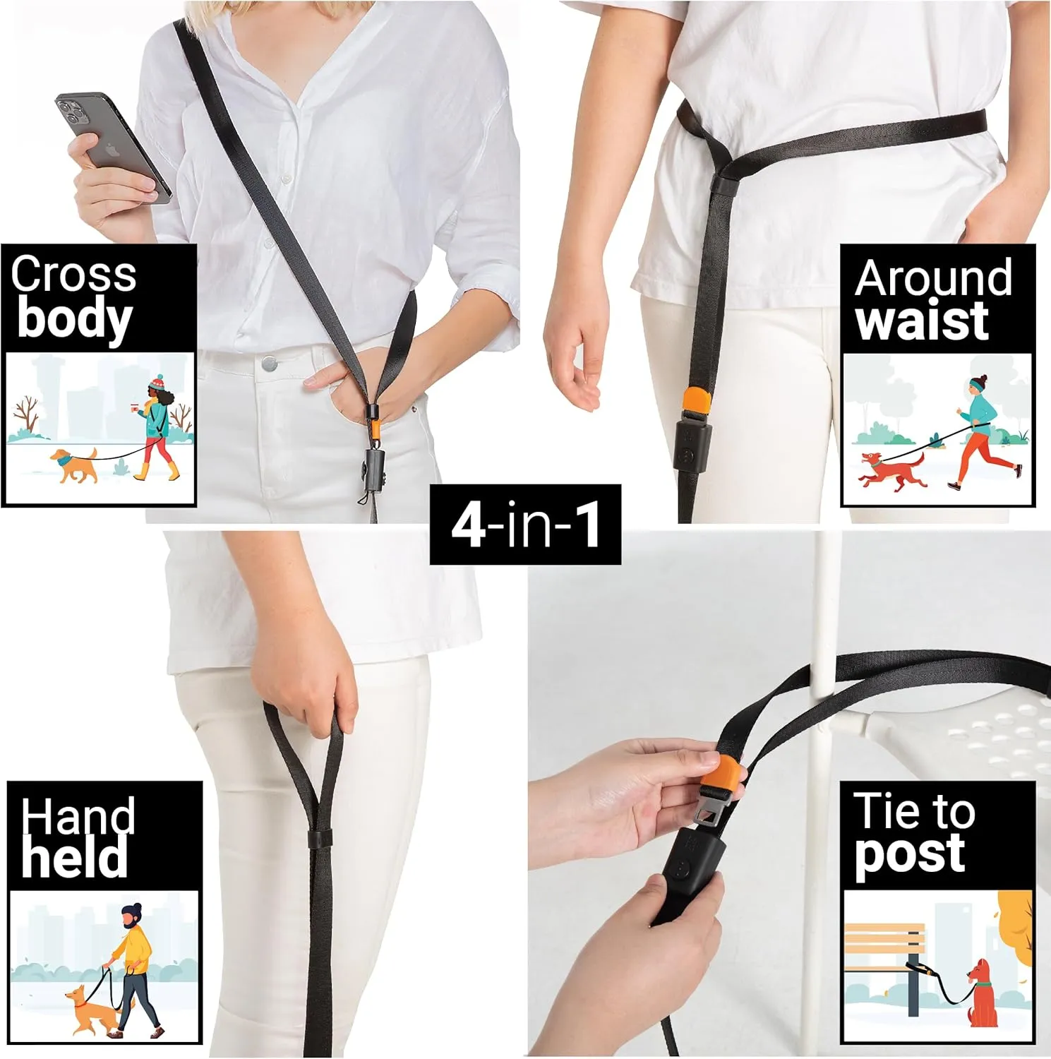 SVD.PET 4-in-1 Hands Free Dog Leash, Versatile Crossbody Dog Leash with Easy Release Buckle, Adjustable Waist Fit for Walking, Jogging and Running Your Pet (Sky Blue)