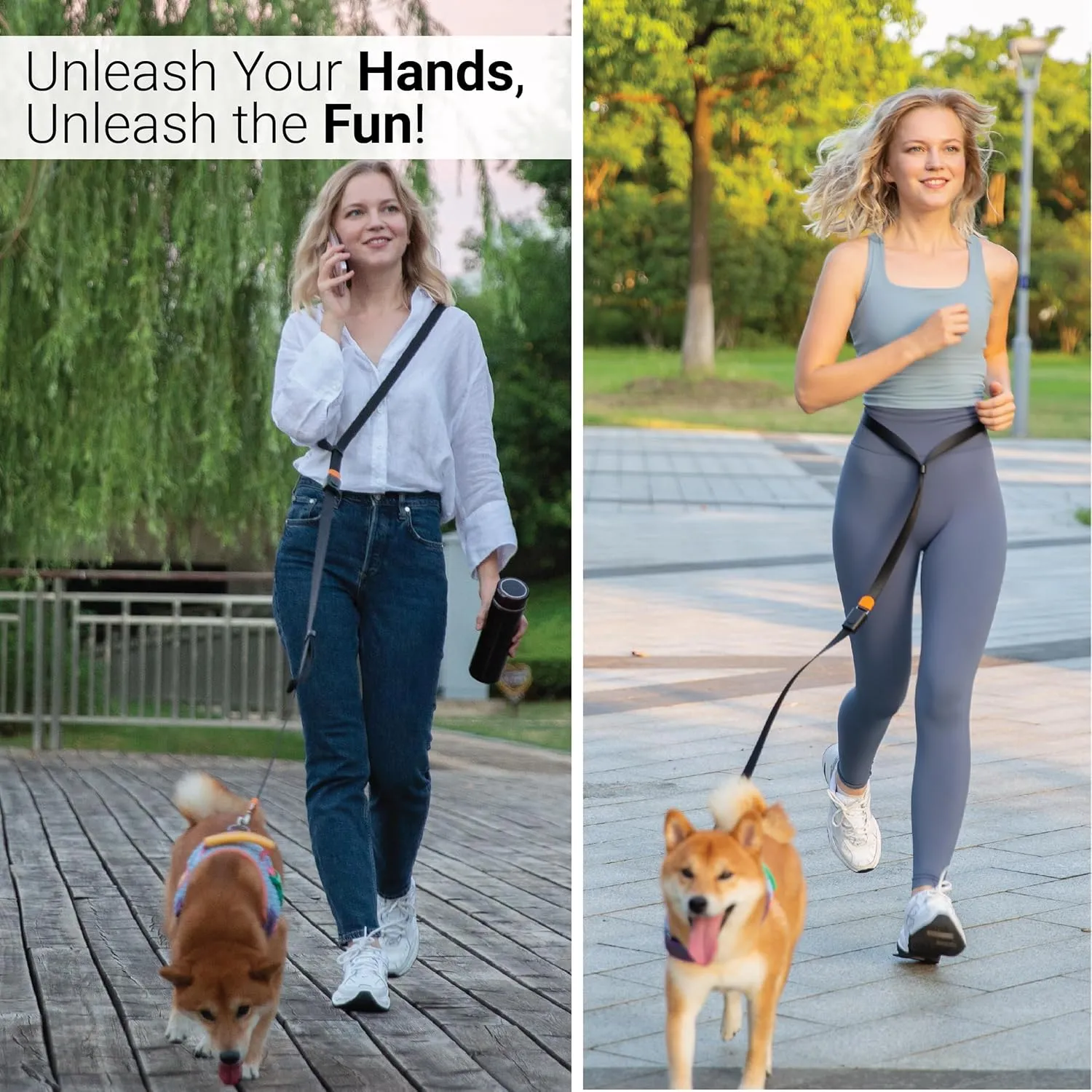 SVD.PET 4-in-1 Hands Free Dog Leash, Versatile Crossbody Dog Leash with Easy Release Buckle, Adjustable Waist Fit for Walking, Jogging and Running Your Pet (Sky Blue)