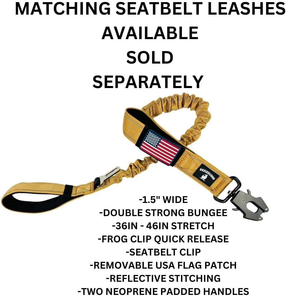 Tactical Dog Collar with Handle, American Flag Patch, 1.5 Inch Wide Thick Heavy Duty Nylon, Quick Release Metal Buckle, Customizable Name Plate, Ideal Dog Collars for Medium to Large Breeds K9 Harness