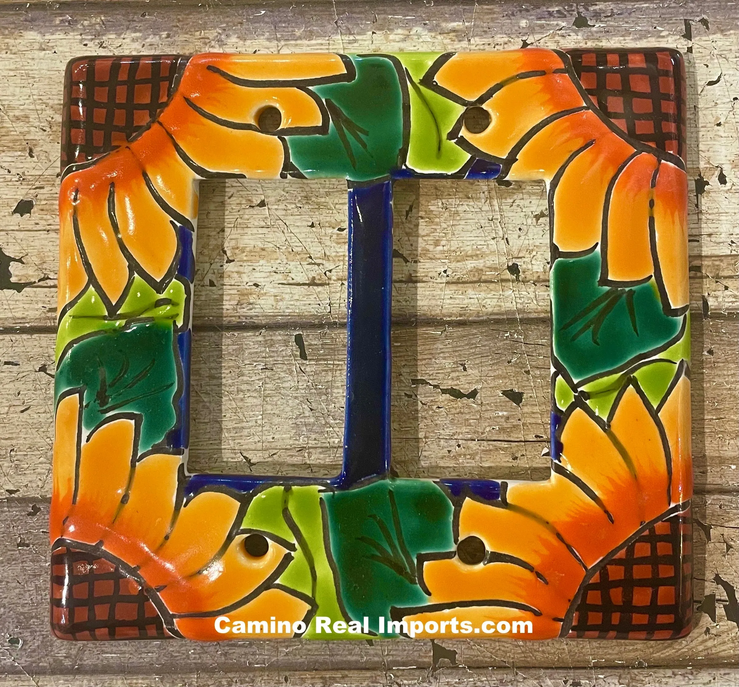 Talavera Pottery Double Rocker Switch Plate TDRSP030