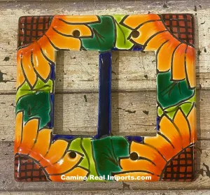 Talavera Pottery Double Rocker Switch Plate TDRSP030