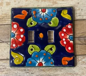 Talavera Pottery Double Toggle Switch Plate TTSPDB006