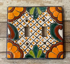 Talavera Pottery Double Toggle Switch Plate TTSPDB008
