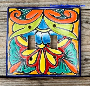 Talavera Pottery Double Toggle Switch Plate TTSPDB013