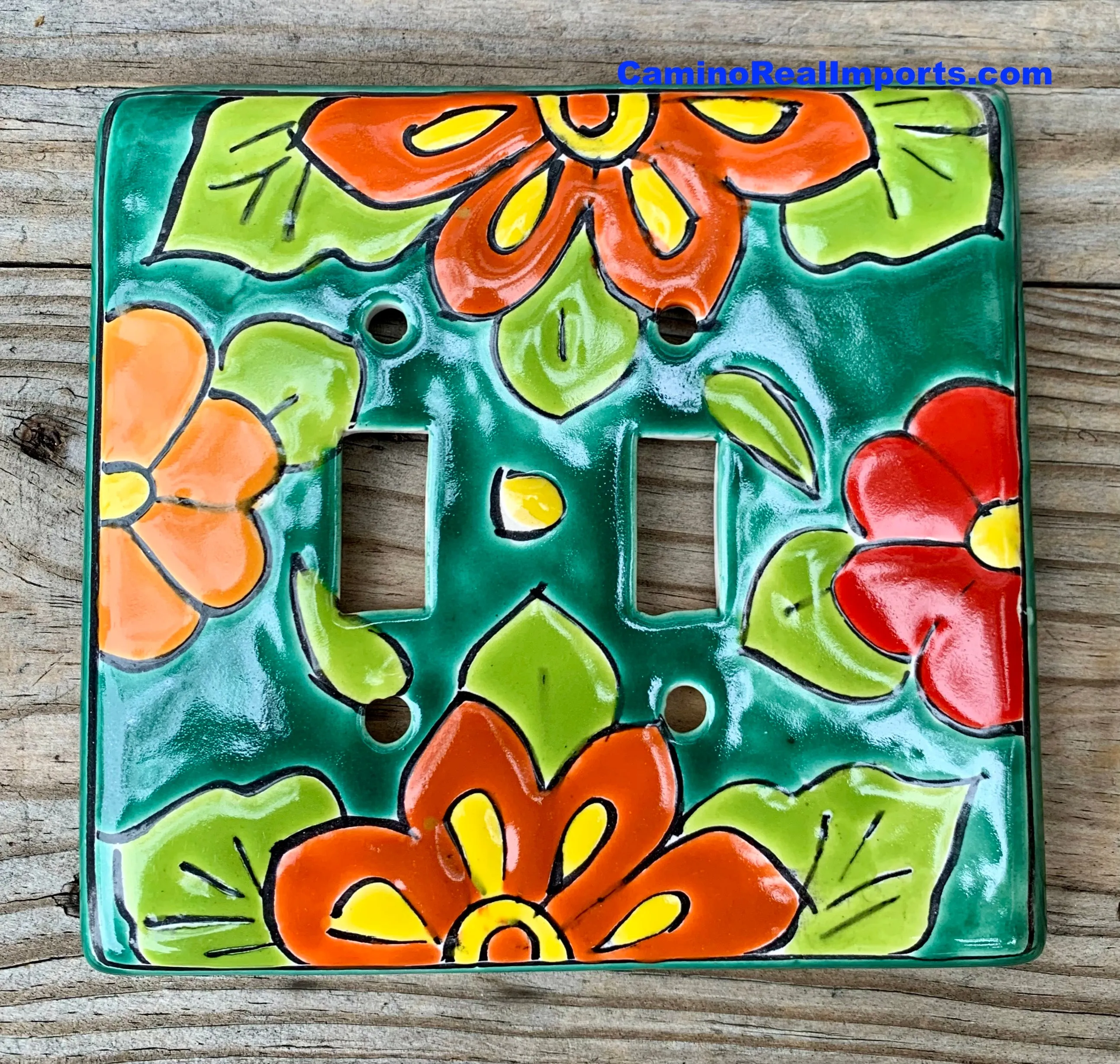 Talavera Pottery Double Toggle Switch Plate TTSPDB016