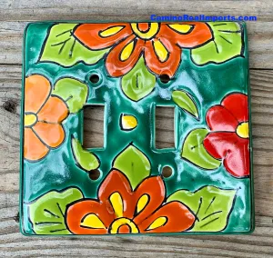 Talavera Pottery Double Toggle Switch Plate TTSPDB016