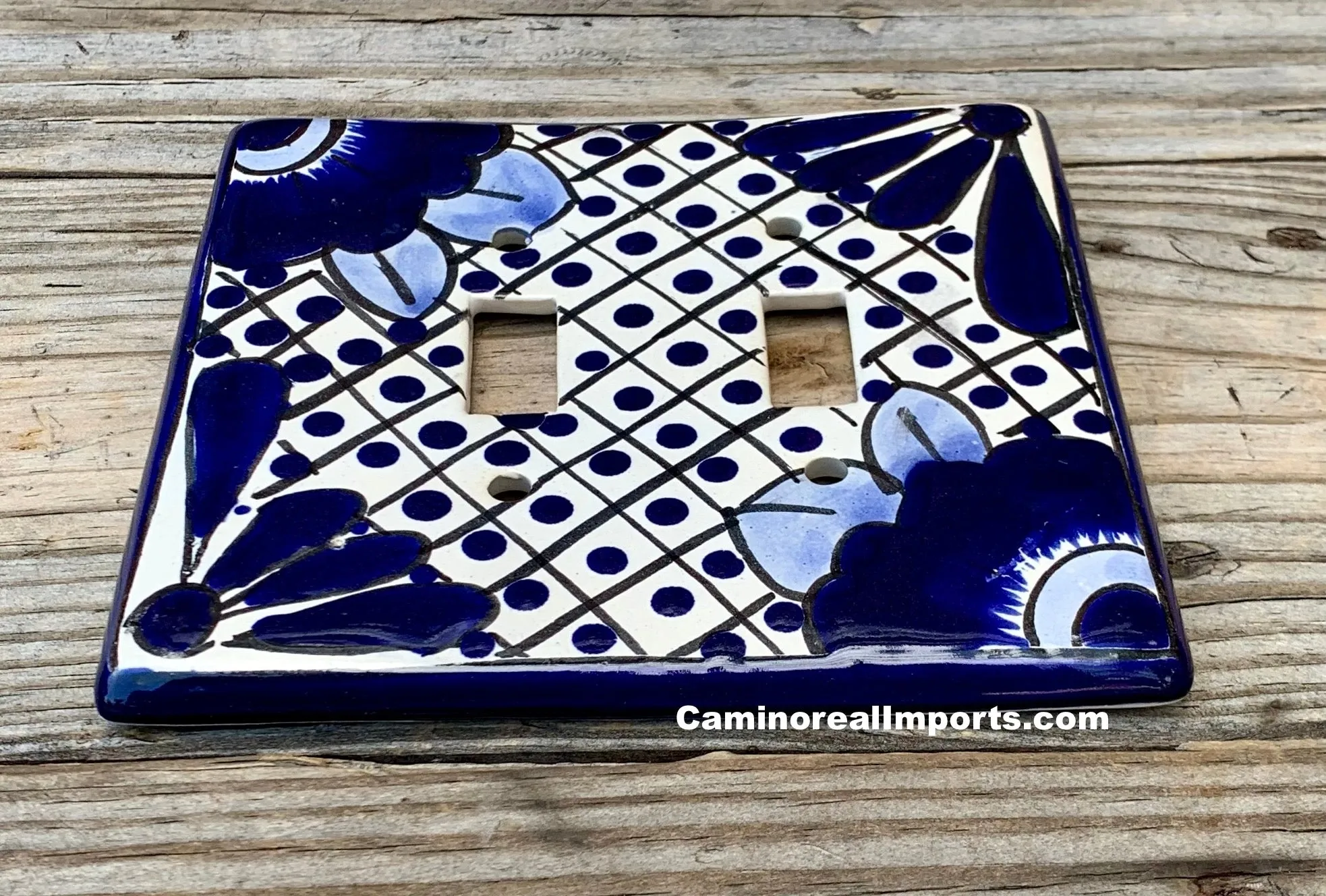 Talavera Pottery Double Toggle Switch Plate TTSPDB021