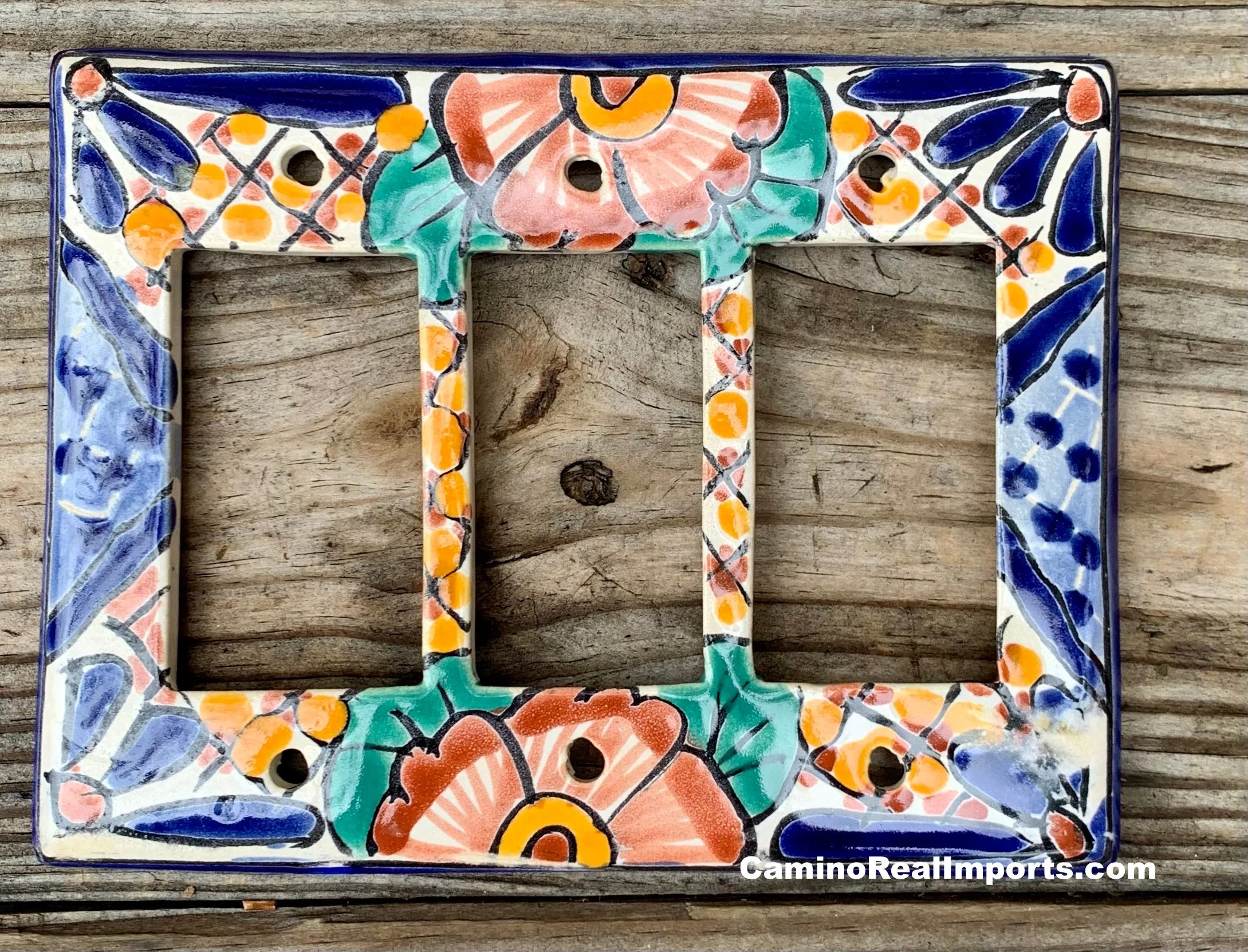 Talavera Pottery Triple Rocker Switch Plate T3RSP019