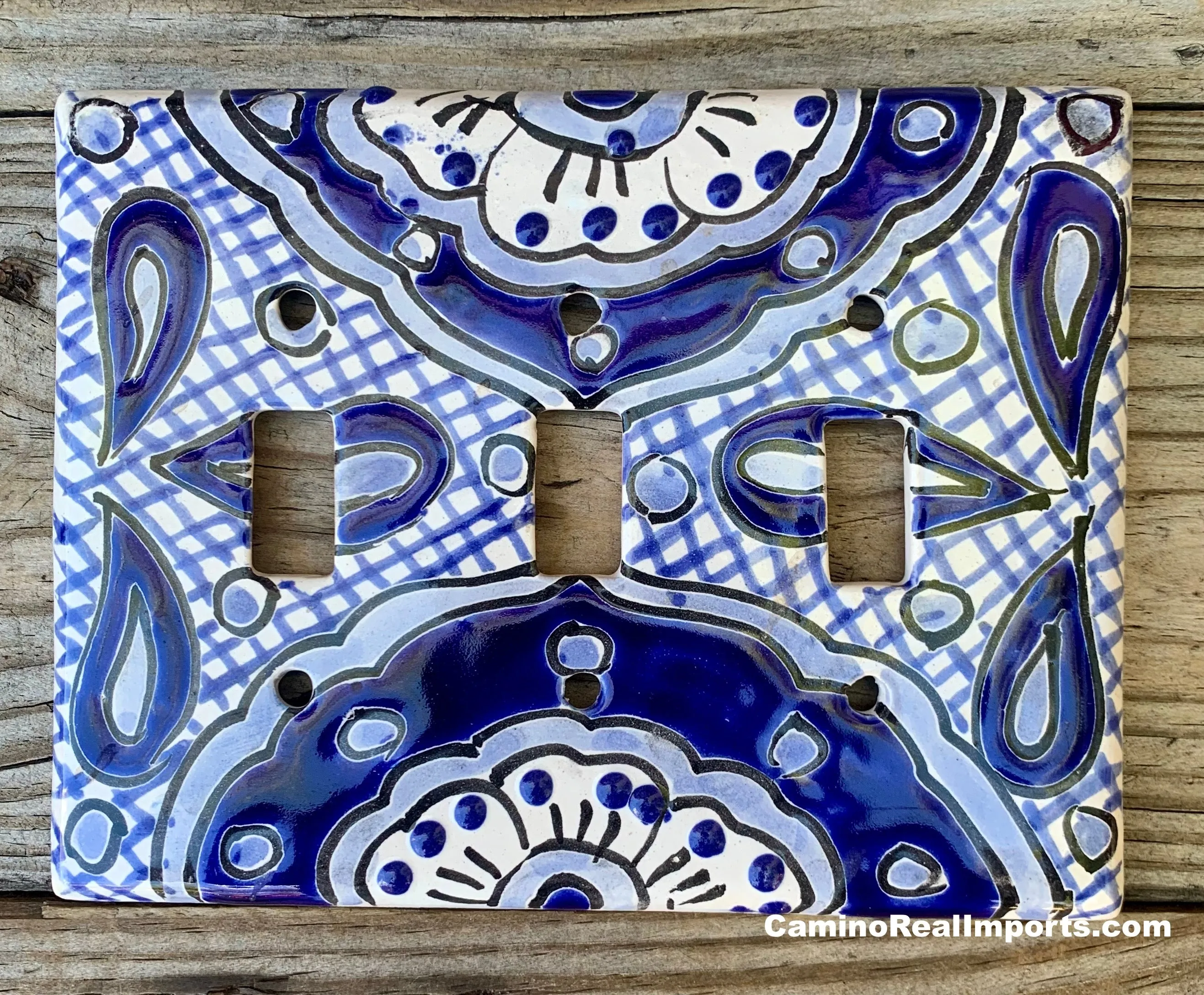 Talavera Pottery Triple Toggle Switch Plate T3TSP008