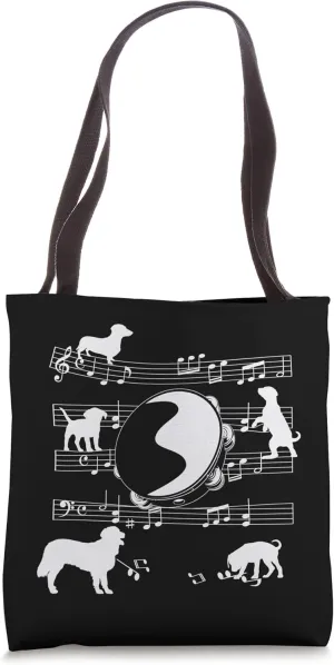 Tambourine Player Dog for Tambourine Dogs and Tambourine Tote Bag
