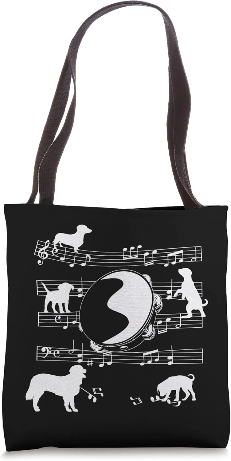 Tambourine Player Dog for Tambourine Dogs and Tambourine Tote Bag
