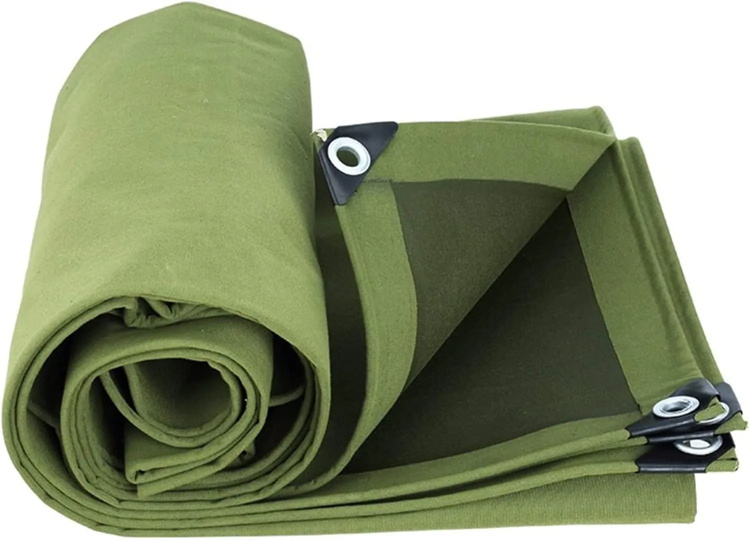 Tarpaulin, Waterproof Heavy-Duty Green Tarp Sheet Premium Quality-Canvas，for Outdoor Camping Truck Car, Double Side Army Green,5x6m