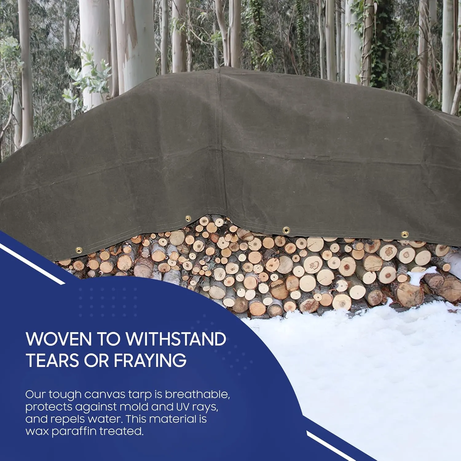 Tarps Now 6x8 ft Fire Retardant Canvas Tarp | 18 MIL Heavy Duty, Flame Retardant, Tear Resistance, Reinforced Edges, Brass Grommets | Ideal for Fire Prevention, Construction, Repairs | Olive Color