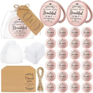 Tatuo 24 Set Sometimes You Forget Your Beautiful Compact Mirror Bulk Inspirational Appreciation Gifts for Women Pocket Makeup Mirrors for Mom Bachelorette Bridal Party Souvenir Gifts