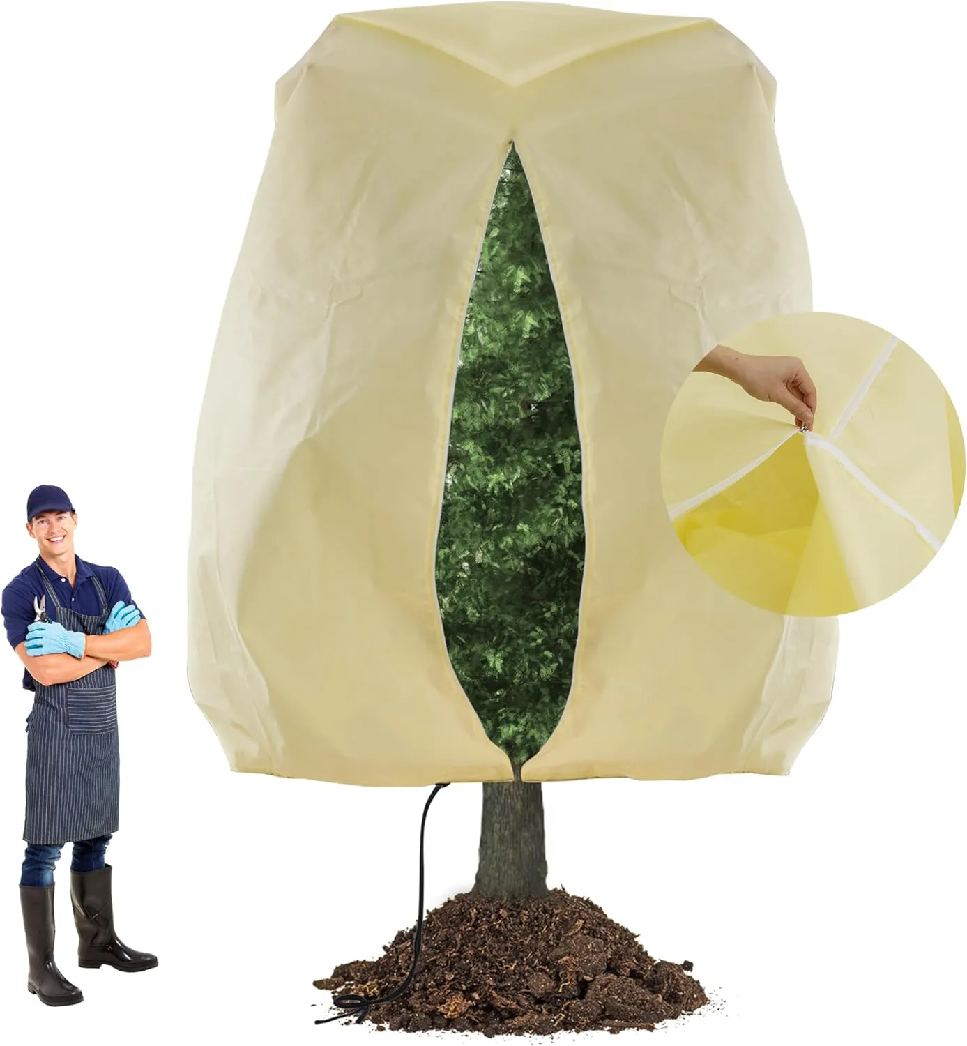 TCBWFY 120x100 Inch Huge Plant Covers Freeze Protection Frost Cloth for Outdoor Plants,2.82oz/yd² Thickened Winter Tree Covers with Zipper Drawstring,Frost Blanket from Wind,Pest and Animal