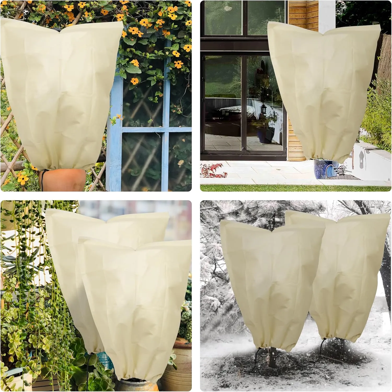 TCBWFY 120x100 Inch Huge Plant Covers Freeze Protection Frost Cloth for Outdoor Plants,2.82oz/yd² Thickened Winter Tree Covers with Zipper Drawstring,Frost Blanket from Wind,Pest and Animal