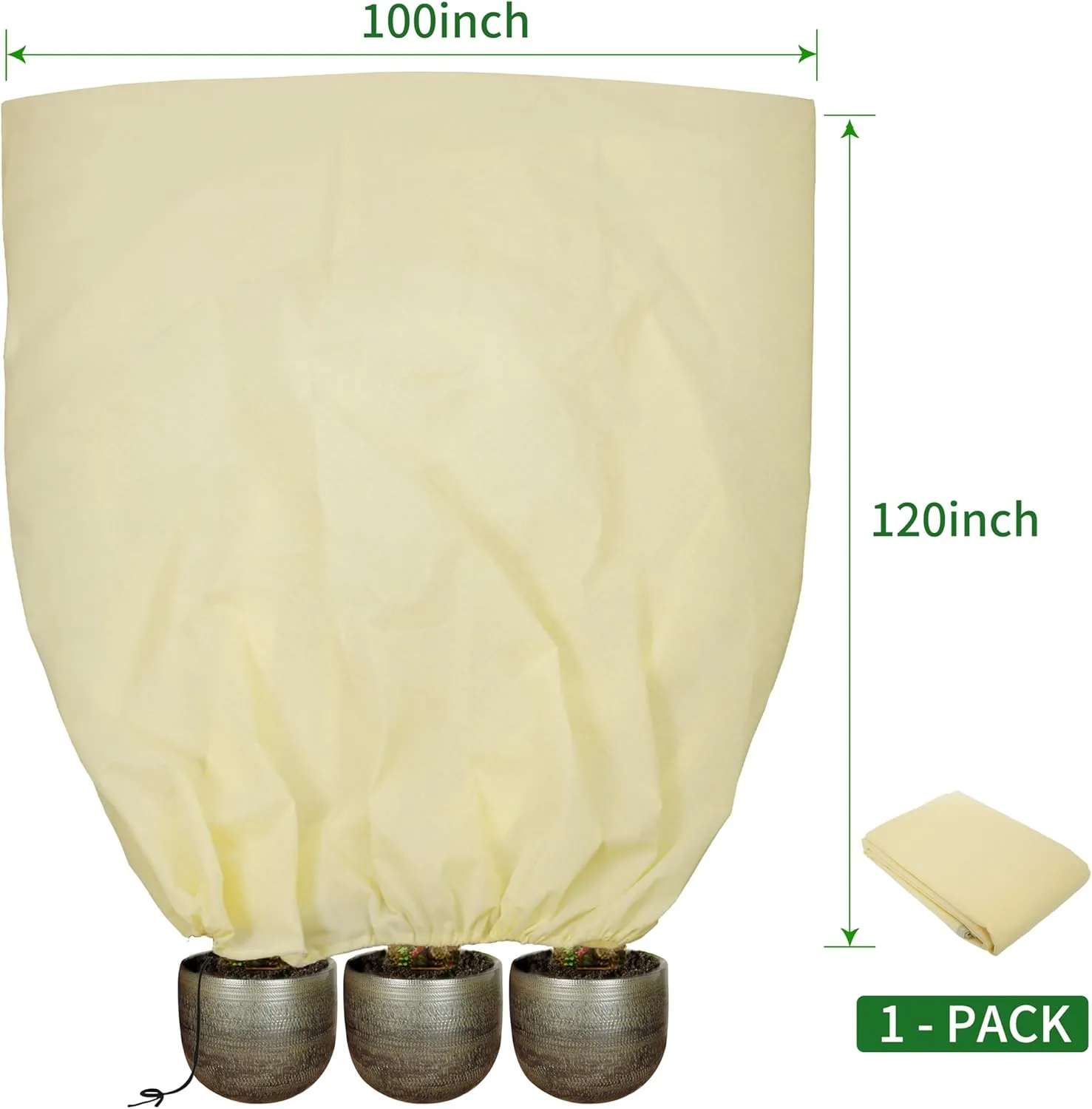 TCBWFY 120x100 Inch Huge Plant Covers Freeze Protection Frost Cloth for Outdoor Plants,2.82oz/yd² Thickened Winter Tree Covers with Zipper Drawstring,Frost Blanket from Wind,Pest and Animal