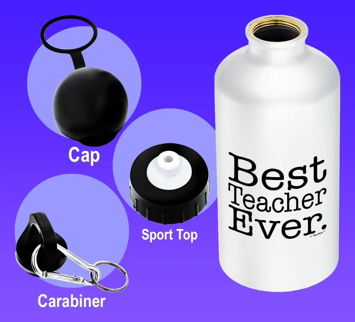 Teacher Gifts for Women Teacher Water Bottle Best Teacher Ever Best Teacher Gifts for Teachers Gift Aluminum Water Bottle with Cap & Sport Top Teacher