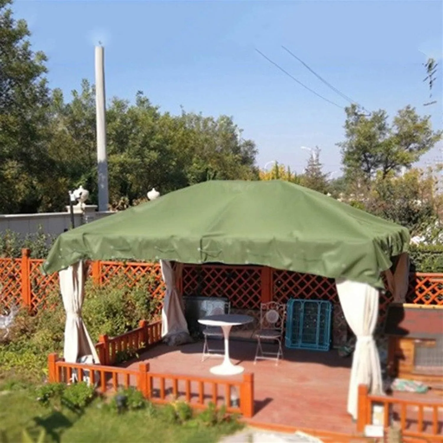 Tent Canvas Shade Cloth Tarpaulin Waterproof Heavy Duty Thicken Tarps Rainproof Cloth with Grommets, 19.6X26.2ft/6X8m