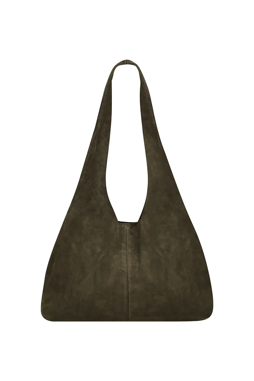 The Clover Slouch Bag | Olive Suede