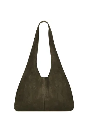 The Clover Slouch Bag | Olive Suede
