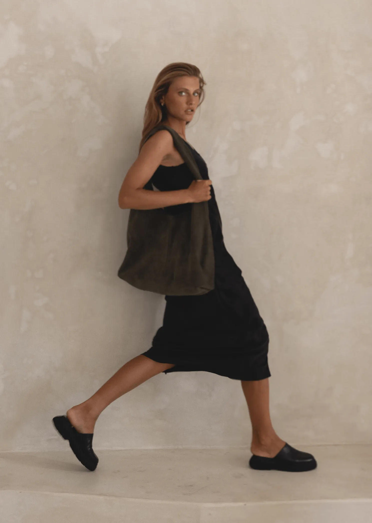 The Clover Slouch Bag | Olive Suede