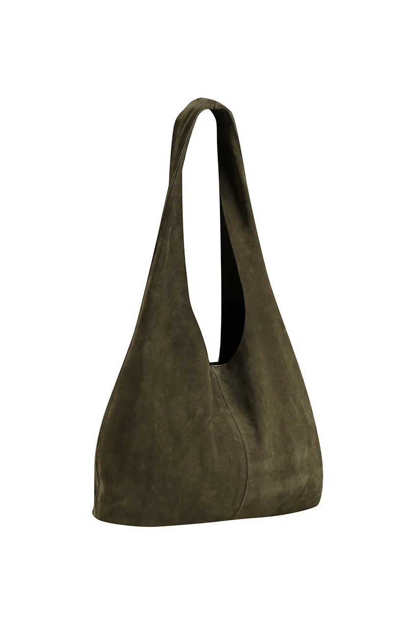 The Clover Slouch Bag | Olive Suede