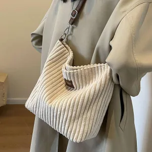 The Cozy Corduroy - Spacious Tote Bag with Shoulder Strap