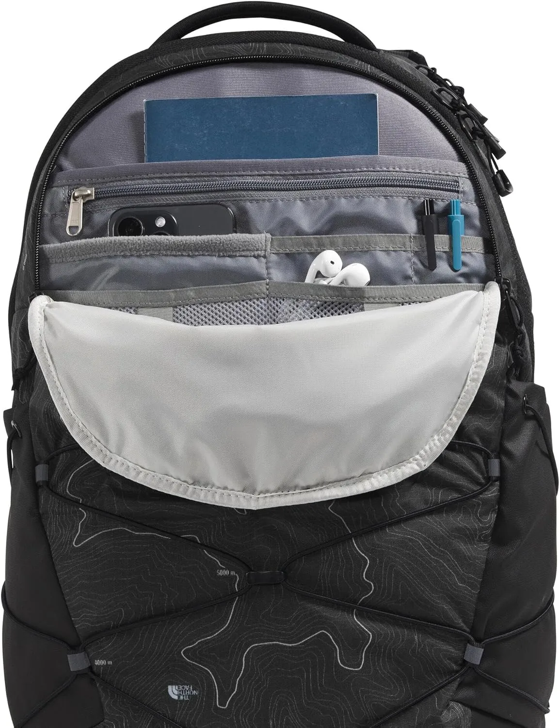 THE NORTH FACE Borealis Commuter Laptop Backpack - PFAS Free, TNF Black Topo Print/Smoked Pearl, One Size