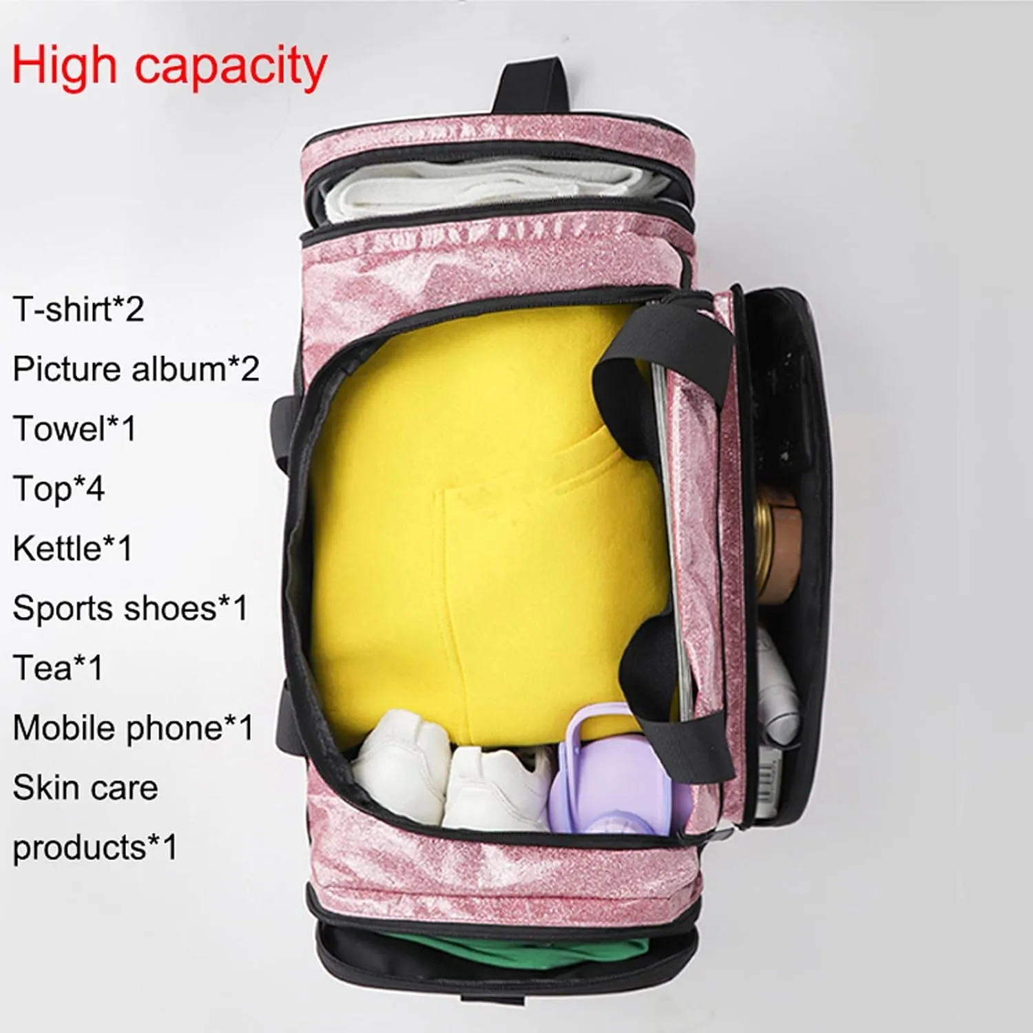 The Spennanight Bag Reinforced Portable Glitter Duffle Gym Travel Luggage Weekender Overnight Bags for Women