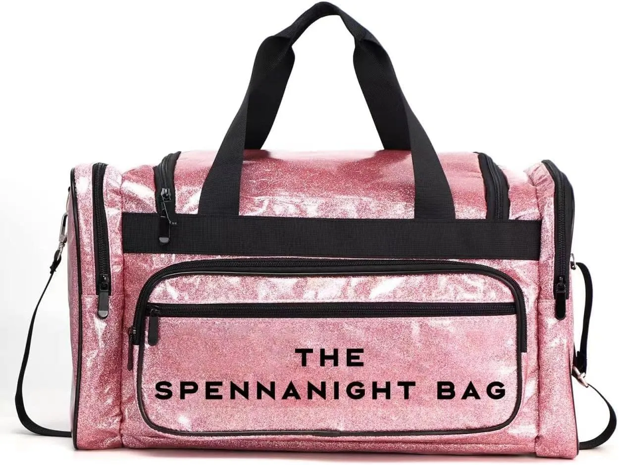 The Spennanight Bag Reinforced Portable Glitter Duffle Gym Travel Luggage Weekender Overnight Bags for Women