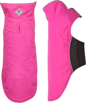 The Worthy Dog Apex Dog Jacket Wind and Water Resistant All-Weather Fleece Lined Nylon Winter Coat for Dogs with Reflective Trim, Fuchsia, 20"-20