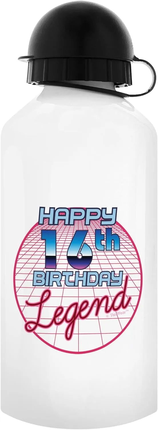 ThisWear 16th Birthday Gifts For Girls Happy 16th Birthday Legend 18oz Aluminum Water Bottle with Carabiner Clip & Sport Top