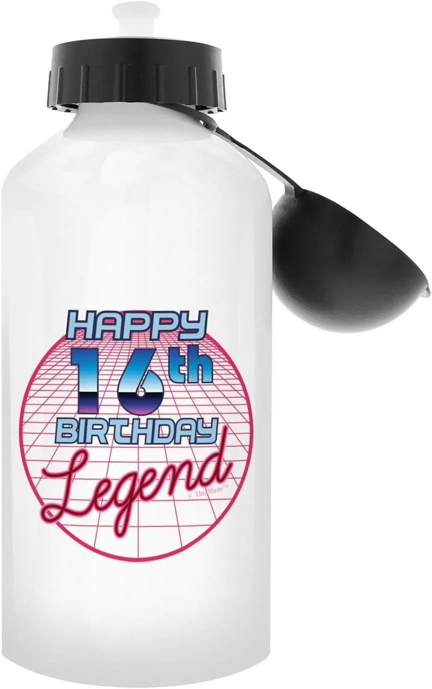 ThisWear 16th Birthday Gifts For Girls Happy 16th Birthday Legend 18oz Aluminum Water Bottle with Carabiner Clip & Sport Top