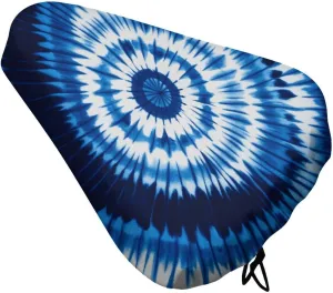 Tie-dye Blue Bike Seat Cover Water-Repellent Exercise Bike Seat Cushion Bicycle Saddle Cover with Drawstring Rain Snow Dust Covers for City Mountain Road Biking