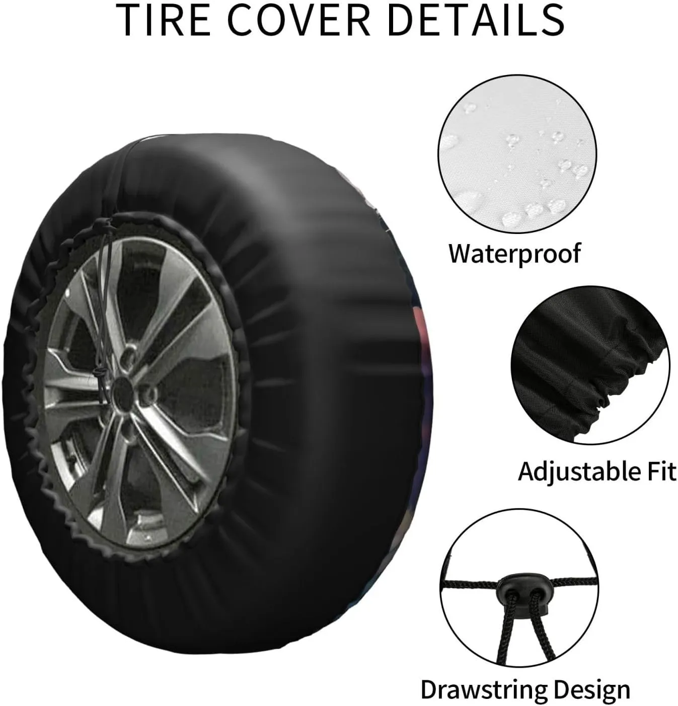 Tire Cover Waterproof Wheel Cover Tires Protector Cover for Car Calm Sky Tire Covers Spare Wheel Cover Spare Tire Cover with Drawstring