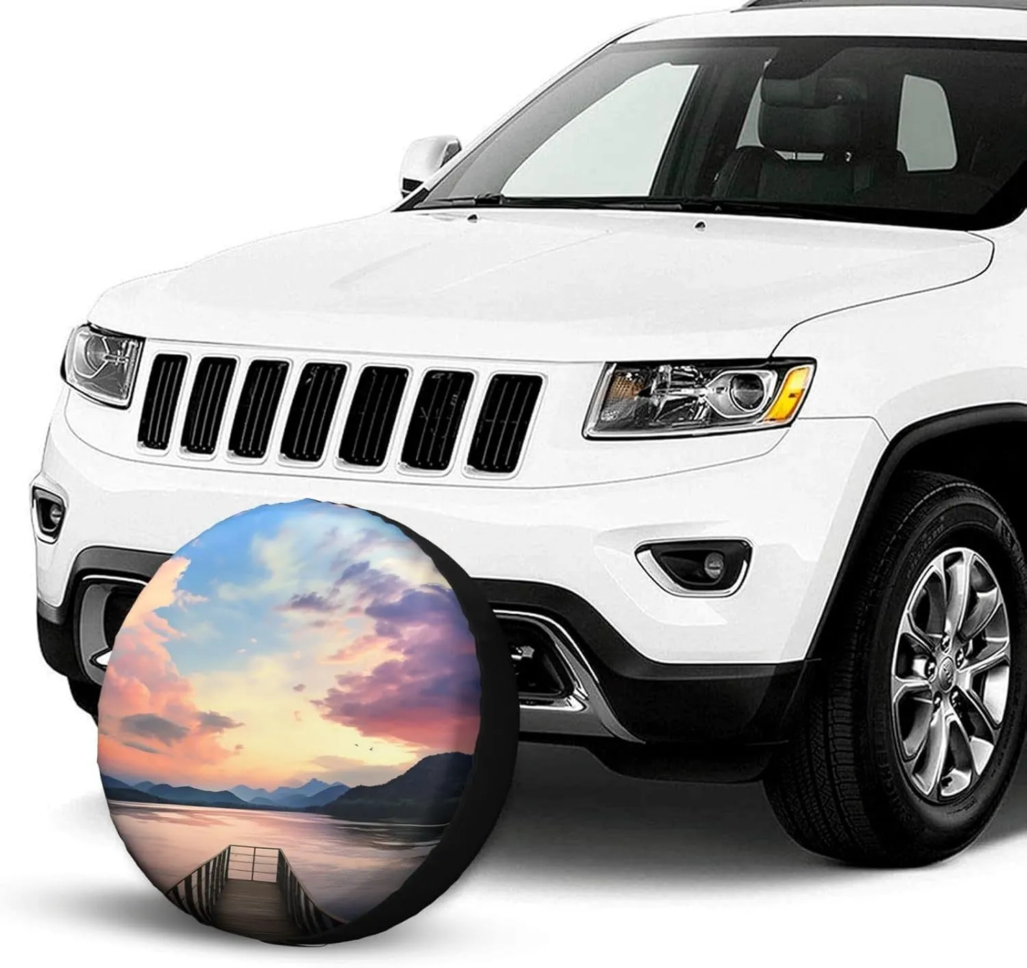 Tire Cover Waterproof Wheel Cover Tires Protector Cover for Car Calm Sky Tire Covers Spare Wheel Cover Spare Tire Cover with Drawstring