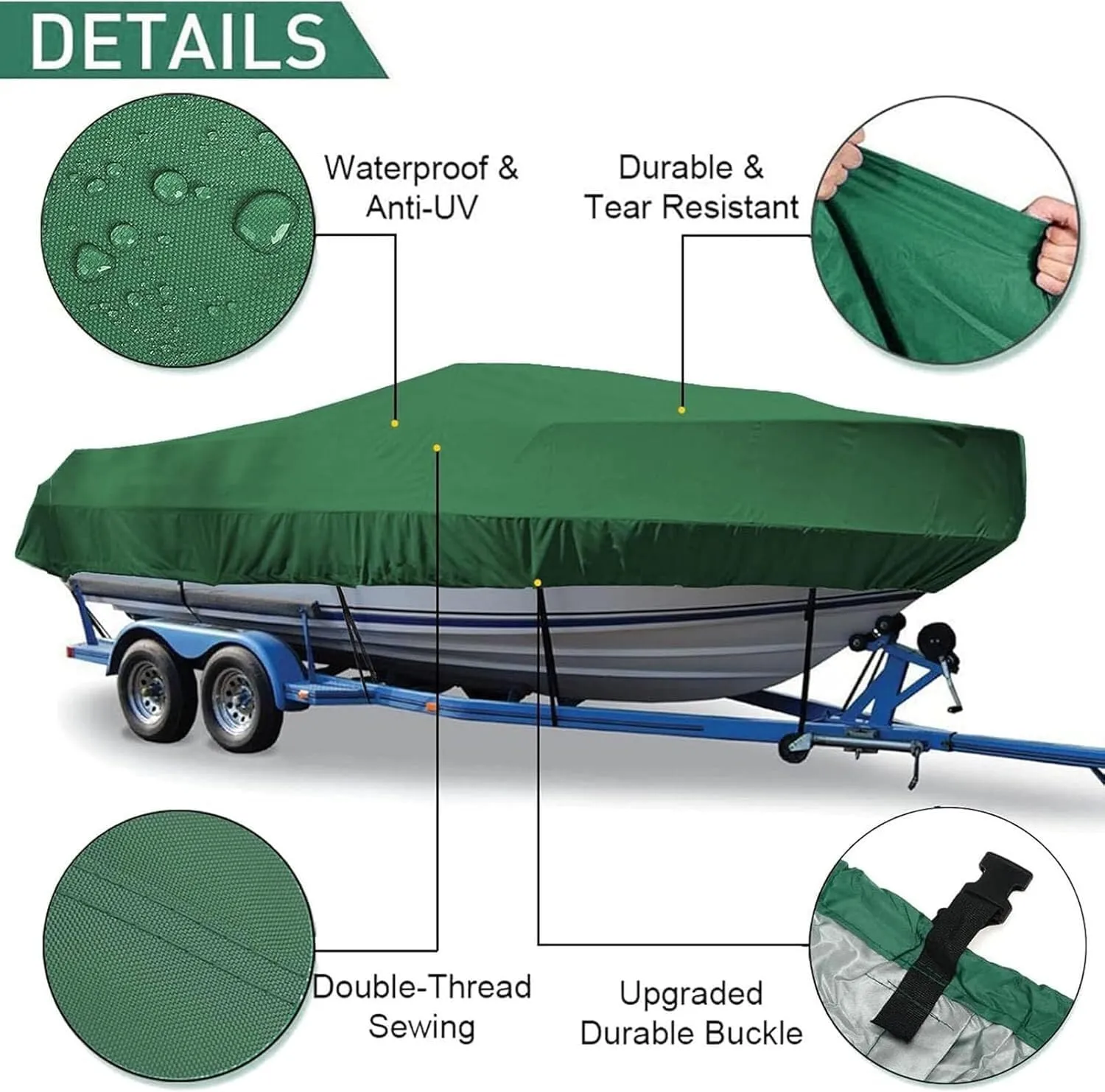 TIST V-Shaped Waterproof Boat Cover Heavy Duty Boat Cover for V-Hull Bass Boats Speed Boats Fishing Boats Ski Boats Trailers UV Protection Hull Protectors(14 * 16ft)
