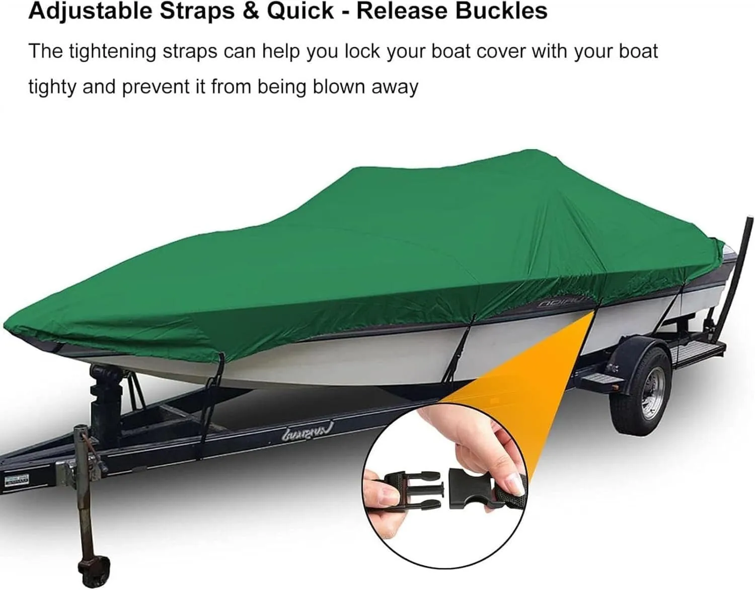 TIST V-Shaped Waterproof Boat Cover Heavy Duty Boat Cover for V-Hull Bass Boats Speed Boats Fishing Boats Ski Boats Trailers UV Protection Hull Protectors(14 * 16ft)