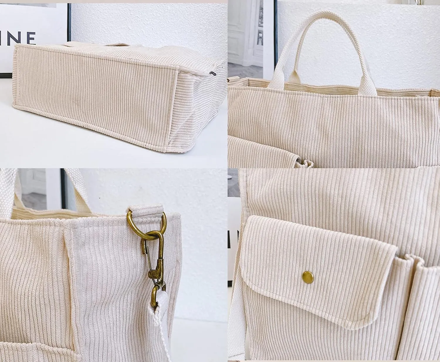 Tote Bag for Women Corduroy Shoulder Bag Handbag Casual Tote Purse Corduroy Large Capacity Hobo Bag Crossbody Bag Handbag