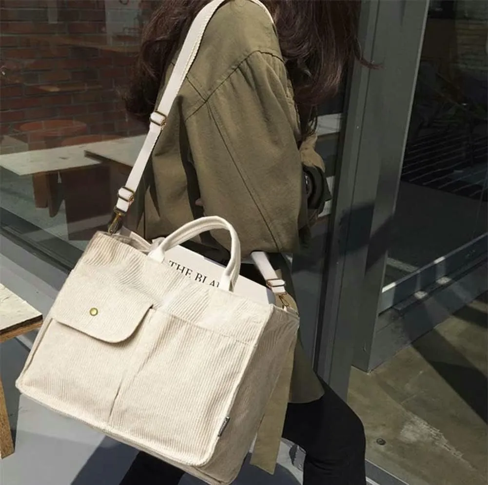 Tote Bag for Women Corduroy Shoulder Bag Handbag Casual Tote Purse Corduroy Large Capacity Hobo Bag Crossbody Bag Handbag