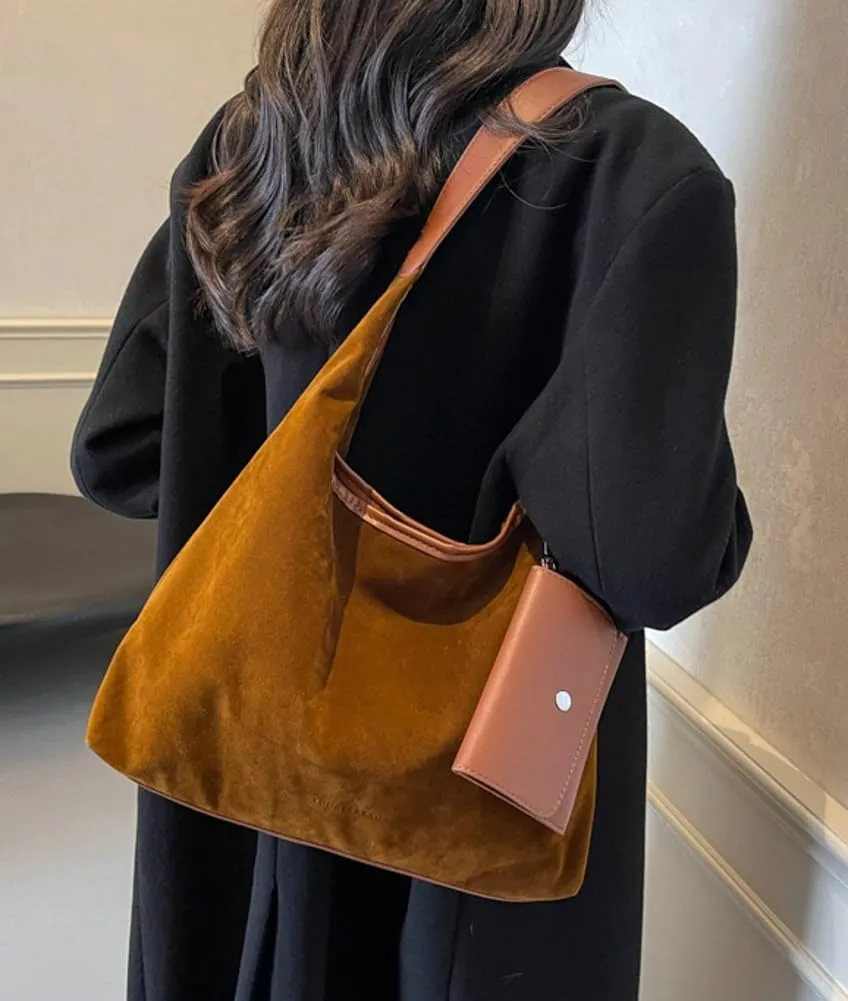 Tote Bag for Women Suede Shoulder Bags Satchel and Purse Bag Soft Stylish Handbag Dating Work Shopping
