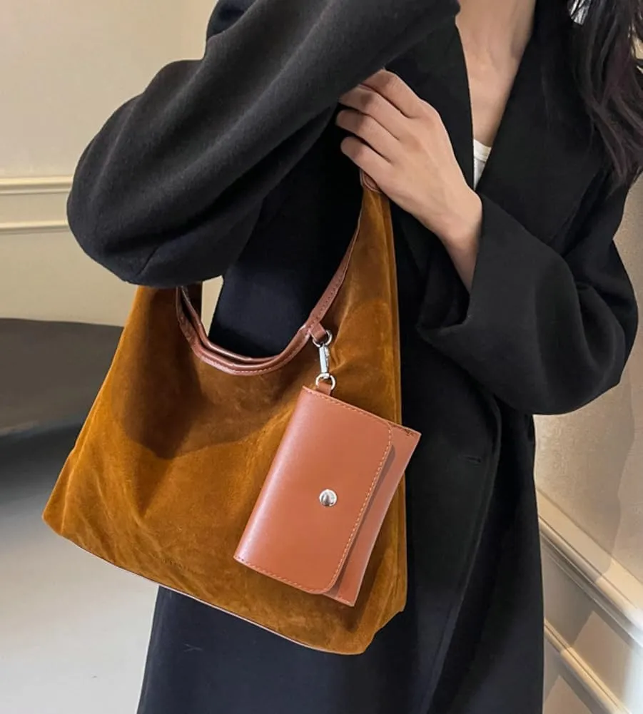 Tote Bag for Women Suede Shoulder Bags Satchel and Purse Bag Soft Stylish Handbag Dating Work Shopping