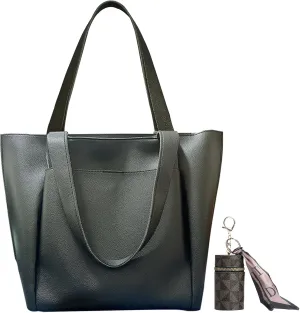 Tote Bags Vegan Leather Large Handbags and Zipper Lipstick Case for Women Top Handle Ladies Shoulder Bags Work Dating Travel College