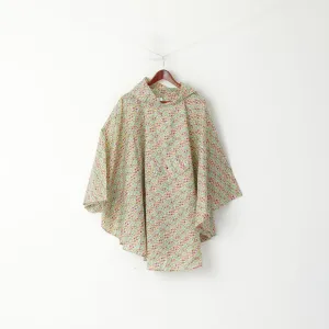 Totes Women One Size Poncho Beige Floral Hood One Pocket Lightweight Top