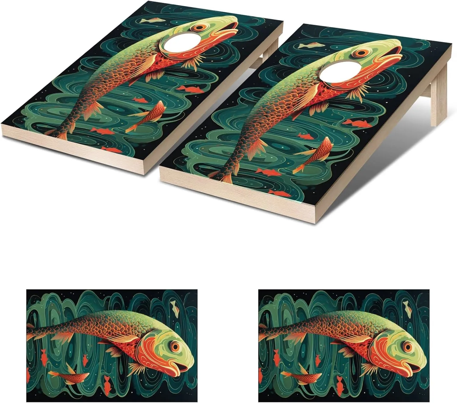 Transform Your Cornhole Experience Discover Custom Decals Cornhole Board Decal Vinyl Skins Waterproof Covers and Wraps for Personalized and Stylish Cornhole Wraps 24inx36in Fish