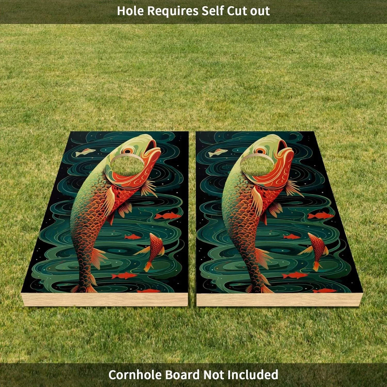 Transform Your Cornhole Experience Discover Custom Decals Cornhole Board Decal Vinyl Skins Waterproof Covers and Wraps for Personalized and Stylish Cornhole Wraps 24inx36in Fish