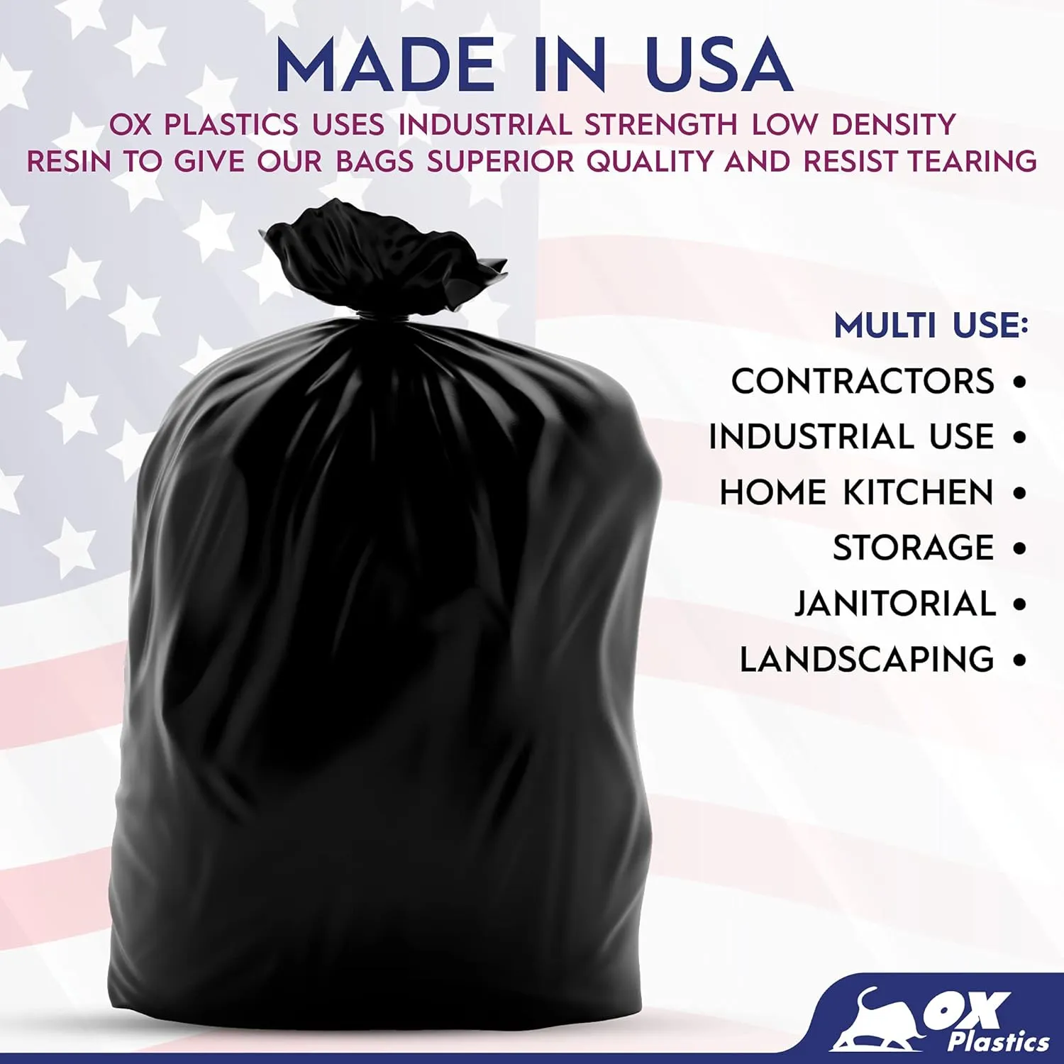 Trash Can Liners Bags - 60 Gallon Capacity & 2mil Thick Extra Heavy Duty Strength - Large Garbage, Leak-Proof & Durable, House & Commercial Use Bags Black - 25 Count